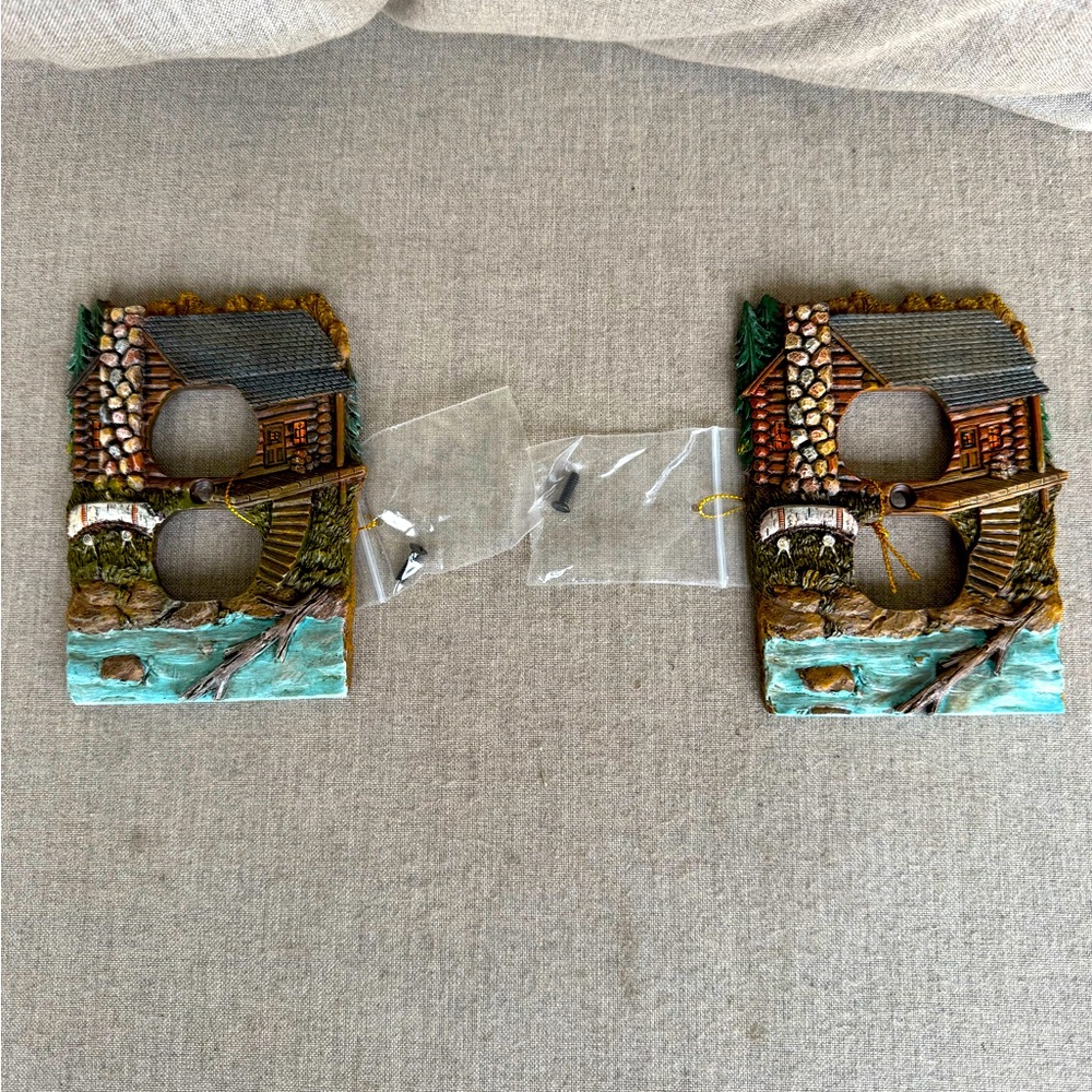 Outlet Wall Plate Cover, Set of 2, Cabin Design